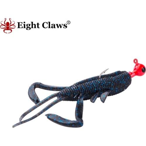 EIGHT CLAWS Soft Fishing Lure Plastic Shrimp Bait 6PCS/ Lot 5 Colors 50mm 5.7g 63mm 10.2g Pesca Leurre Rubber Wobbler Swimbait