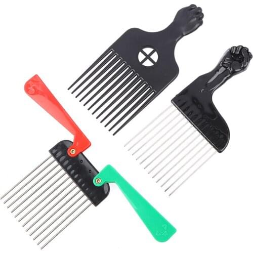 1PC Hot Sales Hair Salon Black Fist Afro Metal Comb African Hair Comb For Hairdressing Styling Tool Accessories 3 Styles