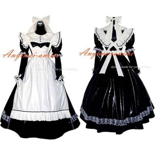 Sexy Sissy Maid Pvc Dress Black Lockable Uniform Cosplay Costume Tailor-made[G273]