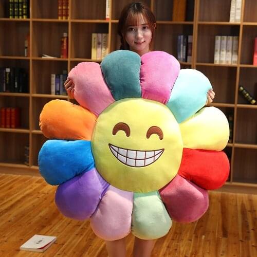 Cute colorful sun flower plush toy pillow home office cushion sun doll doll super soft bed sleeping cushion cushion floor butt c