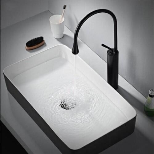 Basin Faucets Modern Black Bathroom Faucet basin faucets Single Hole Cold and Hot Water Tap Basin Faucet Mixer Taps