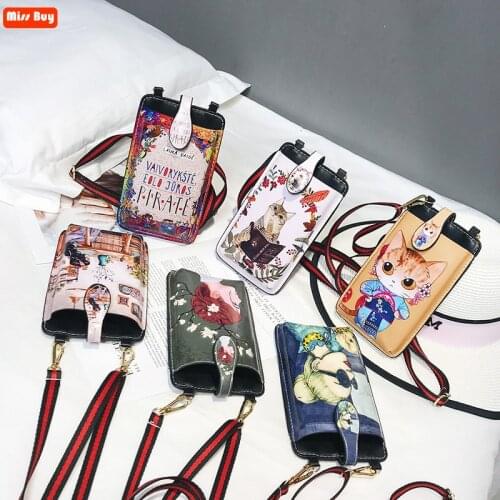 Cute Cartoom Animal Print Shoulder Bags For Women Universal Phone Bag Fashion Wallet Purse Mini Corssbody Bag Girls Pocket Purse