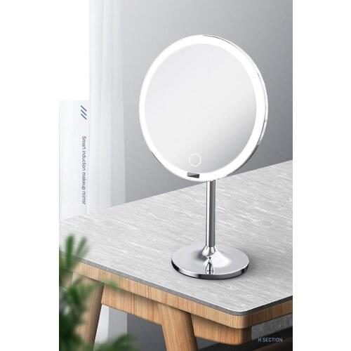 Stand LED makeup mirror with light Adjustble light Face Sensor Makeup Mirrors Single side Protable LED Flexible Cosmetics Mirror