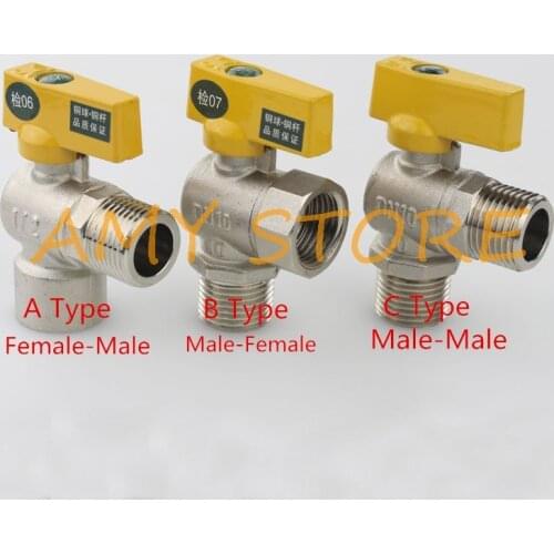 1Pc 1/2" BSP Male Female Triangular Angle Valve High Flow Natural Fuel Gas LPG Water Heater 1.6Mpa -20C to 100C Degree