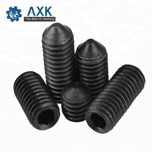 300Pcs DIN914 M3 M4 Grade 12.9 Black Grub Screws Cone Point Hexagon Hex Socket Set Screws