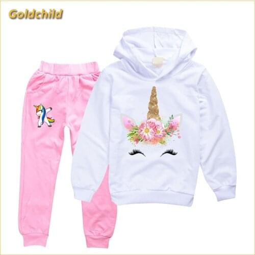 Unicorn spring and autumn long-sleeved suit Children Princess Party lol sweater + casual pants suit Unicorn Clothes