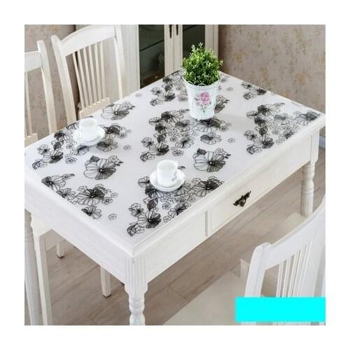 2019 new pvc 1mm Tablecloth Waterproof Tablecloth Floral Clear Rectangular Anti-oil Proof Table Cloth Customizable
