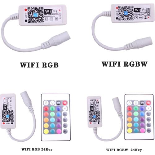 Wifi RGB / RGBW LED Controller Mini DC12V With RF IR 24Key Remote Control For RGB / RGBW LED Strip 5050 3528 RGB RGBW Lights