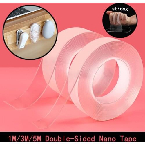 1M/3M/5M Transparent Nano Magic Tape Washable Reusable Double-Sided Tape Adhesive Nano-no Trace Paste Fixer tape Cleanable House