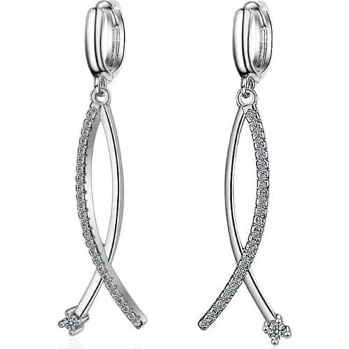 100% 925 Real Sterling Silver Dangle Earrings 10.5cm Linked Double Stick For Women Girls Jewelry Wholesale DS1426