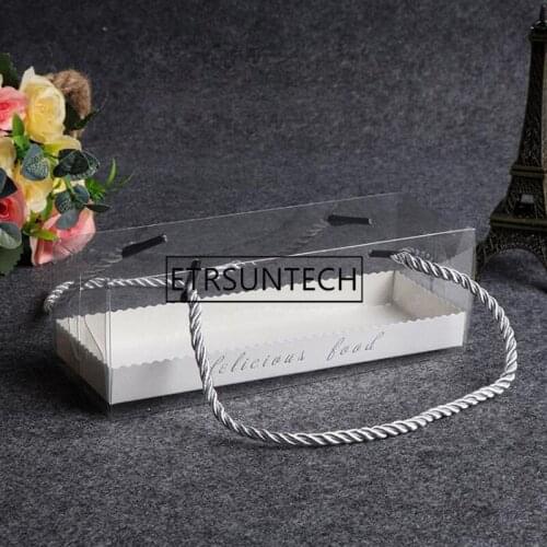 100pcs Portable Transparent Clear Swiss Roll Cake Box Baking Packing Boxes Dessert Cookies Packaging Box
