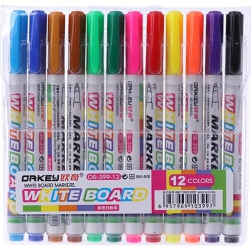 12 Colors Whiteboard Marker Non Toxic Mark Sign Fine Nib Set Supply