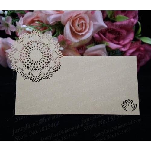 50pcs Laser Flowers Place Name Cards Paper Wine Glass Cup Table Invitation Card Favors Wedding Party Decoration