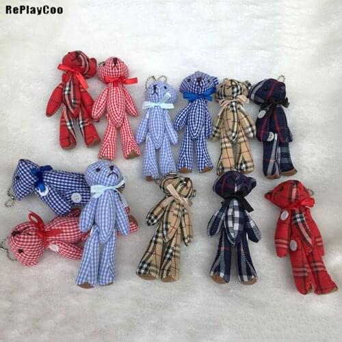 50PCS/LOTMini Teddy Bear Stuffed Plush Toys 13cm Small Bear Stuffed Multicolor Toys pelucia Pendant Kids Birthday Gift HMR045