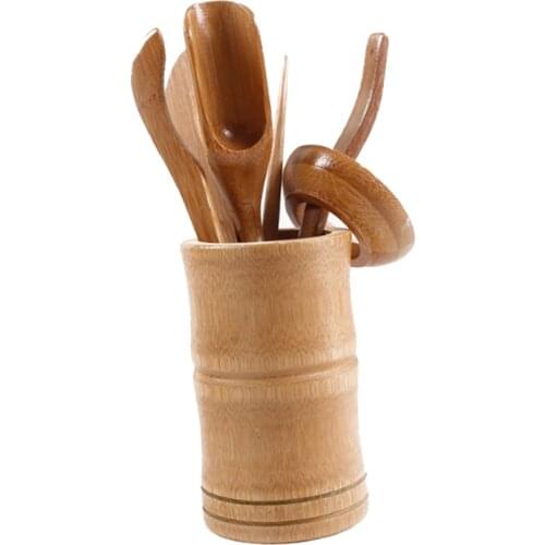 6 Pieces China Cha Dao Set Bamboo Tea Set Kung Fu Tea Accessories Utensils