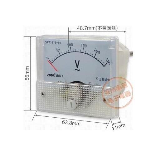 85L1 Rectangle Analog Volt Panel Meter Gauge 5V 10V 20V 30V 50V 100V 250V