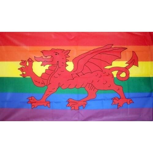 90x150cm RAINBOW WELSH DRAGON FLAG