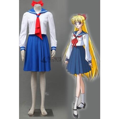 Athemis New Anime Sailor Venus cosplay Sailor Moon Minako Aino cosplay costume school uniform outfit Any Size
