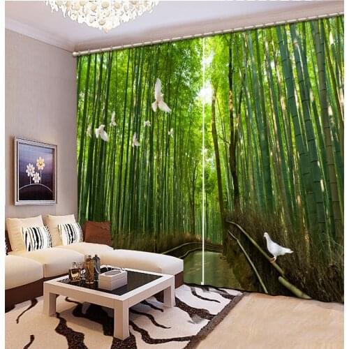 Bamboo dove Print 3D Blackout Curtains For Living room Bedding room Drapes Cotinas para sala