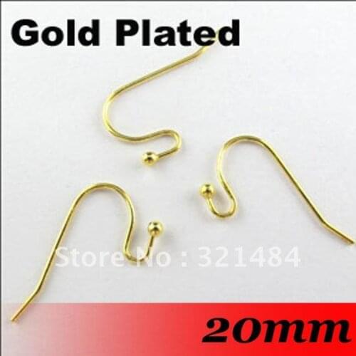 Free ship! 2000PCS Gold Plated French Earwire Ball End Earring Hook Wires Findings