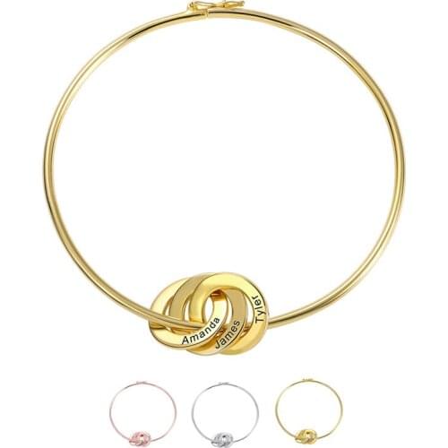 Engraved Name Custom Bangle Personalized Jewelry Mother Gift Gold Color For Women Girlfriend Christmas Birthday Bangle Accessory