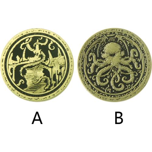 Horror Cthulhu Mythos Necronomicon Coin Keychain Demon Hunter Metal Coin Prop Accessories Collection Gift