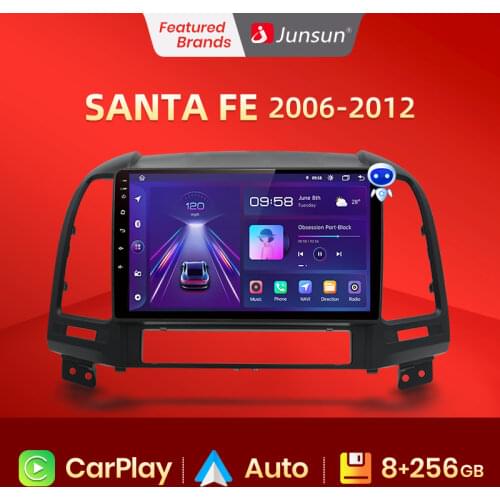 Junsun V1 AI Voice Control Android 10 DSP Car Radio Multimedia Player For Hyundai Santa Fe 2 2006-2012 Navigation 2 din no dvd