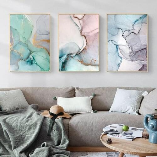 Colorful Marble Texture Canvas Painting Abstract Wall Art Modern Ink Pictures for Living Room Decorative Home Posters and Prints