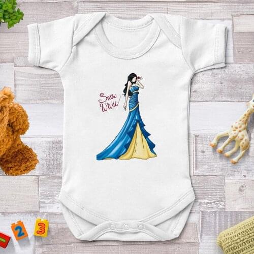 Infants Newborn Baby Boy Girl Short Sleeve Snow White Disney Princess Printed Cute Romper Jumpsuit Summer Baby Clothes Hot Sales
