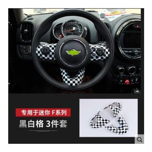A Set of Check Union Jack UK Flag Car Interior Steering Wheel Trim Fit MINI Cooper F54 F55 F56 F60 Car Accessories