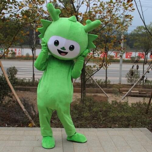 Green Dinosaur Mascot Costume Green Dragon Mascot Costume for Adults Halloween Carnival Party Masquerade Event Fancy Dress