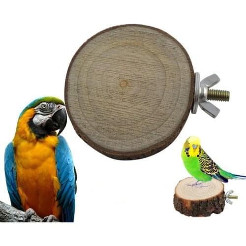 Round Wooden Squirrel Parrot Bird Perch Stand Platform Pet Bird Hanging Toy AX-2011