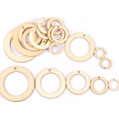 50pcs 20/30/40/50/60mm Unfinished Wood Slices Circle/ring Pendants Handmade Home Decor Wooden Ornament DIY Craft Scrapbook m2594