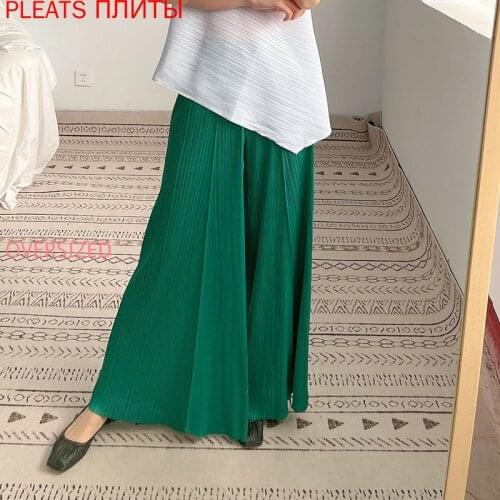 Miyake Pleated Wide-leg Pants Womens High Waist Drape Summer New Style Comfortable Nine-point All-match Casual Pants PLEATS