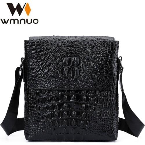 Wmnuo Shoulder Bag Men Genuine Cow Leather Crossbody Bag For Men Crocodile Grain Cover Messenger Business Bag Male Best Sale5006