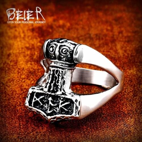 Beier 316L Stainless Steel man ring high quality nose Vikings Odin 's Symbol Myth rune Ring jewelry Amulet Vintage SMR004