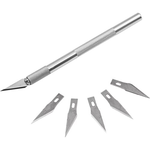 Non-Slip Metal Scalpel Tools Kit Cutter Engraving Craft Knives+5Pcs Blades Mobile Phone Pcb Diy Repair Hand Tools