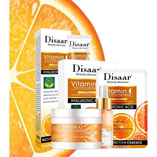 Vitamin C Whitening Facial Cream Face Serum Face Mask Set Repair Fade Freckles Remove Dark Spots Melanin Remover Brightening