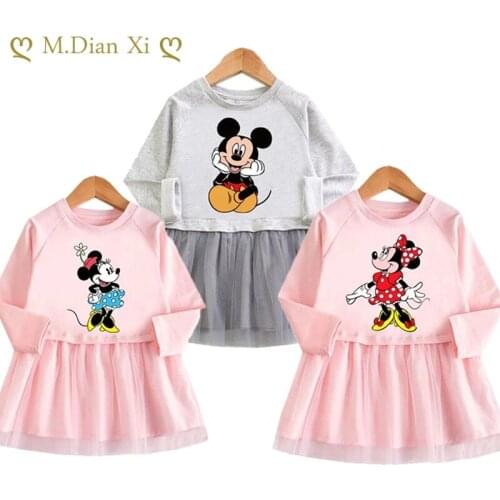 Girls Dress Summer Girl Baby Toddler Minnie Mickey Cartoon Dress Children Party Birthday Ballet Clothes Princess Cute Dresses