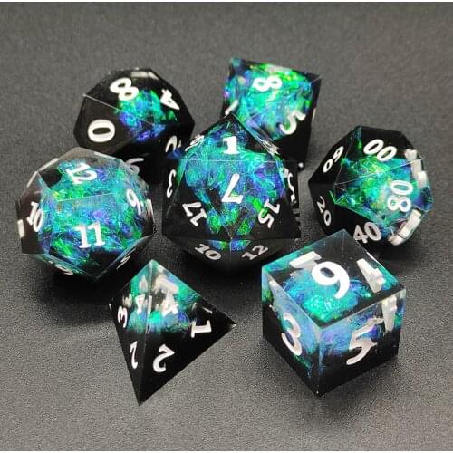 Polyhedral resin dice DND role-playing game dice set 7 pieces/set, with sharp edges and exquisite inclusions
