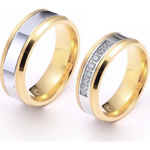 1 Pair Love Alliance promise anniversary ring marriage gold plated matching wedding rings design for couples male and female