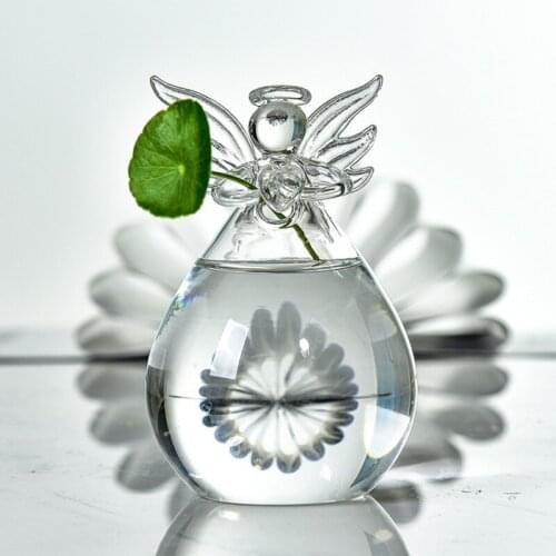 Transparent Angel Shape Plant Flower Vase Pot Tabletop Vase Terrarium Hydroponic Pot Office Bonsai Decor