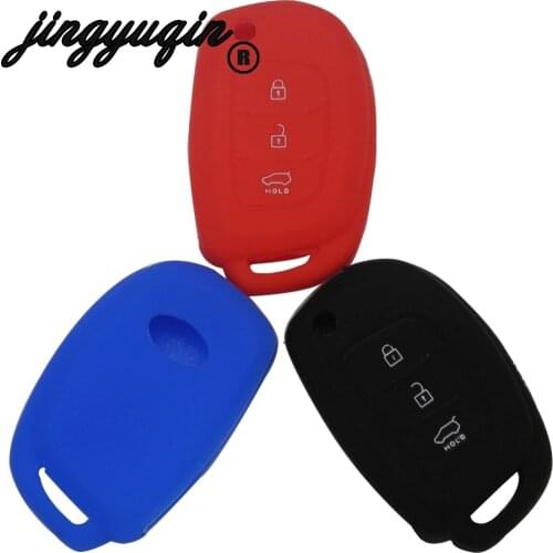Jingyuqin Silicone Car Key Case Cover FOB For Hyundai i10 i20 i30 IX25 IX35 IX45 Elantra Accent 3 Buttons Car-styling