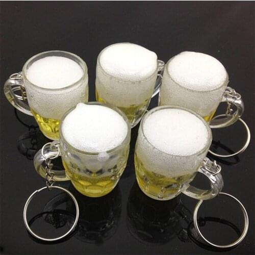 Resin Simulation Beer Cup Pendant Simulation Food Crafts Keychain Car Bag Keychain Pendant Jewelry Accessories Gifts
