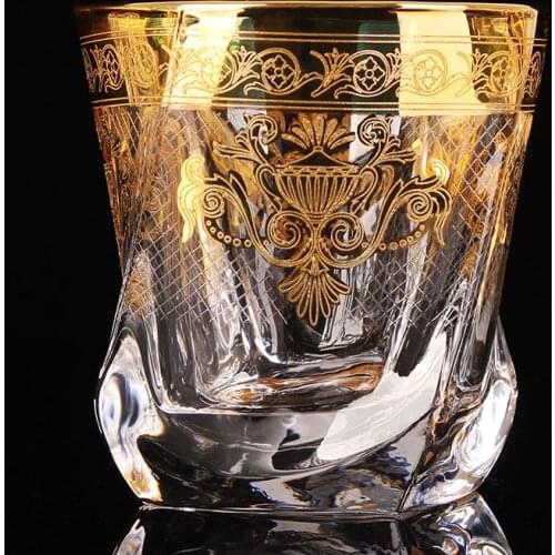 Palace style crystal glass with gold line beer mug home tea cup juice large whiskey foreign wine glass