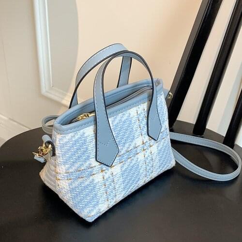 Popular small bags high quality womens bags new trendy fashion woolen cloth portable bucket bag single-shoulder messenger bag