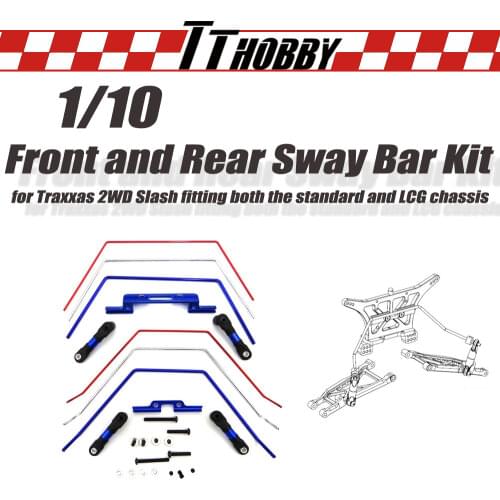 TTHOBBY Upgrade Parts Front & Rear Sway Bar Kit Radio Control Option LCG Chassis for 1/10 RC Car Traxxas Slash 2wd Te311slc Trx4