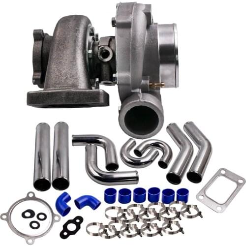 Anti Surge Turbocompressor Turbine GT3582 GT35 T3 Flange AR 0.63 Water Turbo + 3" 76mm Intercooler Pipe Turbocharger