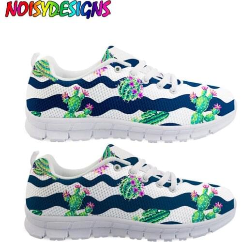 NOISYDESIGNS Sneakers Women Light Flat Shoes Cacti and Flowers Tenis Shoes For Women Cactus Printing Sneakers Drop Shipping
