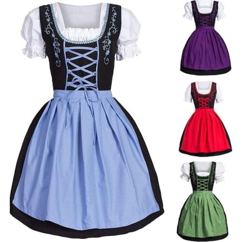Women Medieval Costume Dress Sets German Oktoberfest Dirndl Dress Cosplay Costume Party Dress M-5XL Plus Size Drop Shipping